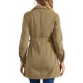 thumbnail image 3 of INSPIRE CHIC Women's Notched Lapel Long Sleeves Button Belted Long Denim Jacket, 3 of 4