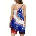 thumbnail image 4 of Tdoqot 4th of July Clothes for Girls Rompers- Casual Sleeveless Cute Summer Kids Jupsuits with Pockets Blue Size 7-8 Years, 4 of 6