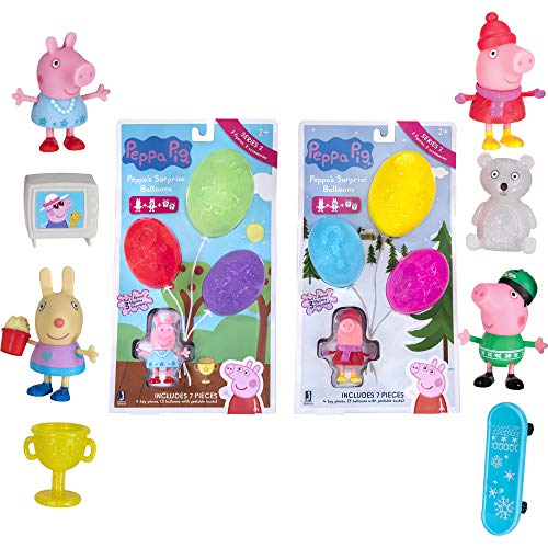 Peppa Pig Surprise Balloons, 2 Bundle Pack - Movie and Winter Themes, Series 2 - Includes 2 Exclusive Character Toy Figures, 1 Themed Accessory, and 1
