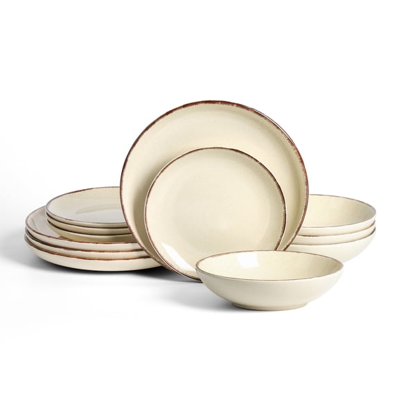 Earth & Clay Heath 12-Piece Dinnerware Set Stoneware, Service for 4, Coffee