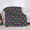 thumbnail image 3 of Honeii Mardi Gras Carnival3 print throw blanket, crafted from cozy cotton flannel, offers versatile home decor as a bedding suitable for all seasons.-80"x60", 3 of 6