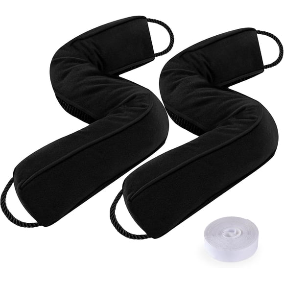 Sunolga 38" Weighted Door Draft Stopper 2 Pack Under Door Noise Air Stopper 2.2LB,Sound Proof Draft Guard for Doors and Windows,Machine Washable - Black