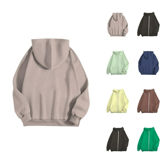 Hoodies for Women Oversized Hoodie Women Women's Casual Solid Color Zipper Pocket Hoodie Gold - S