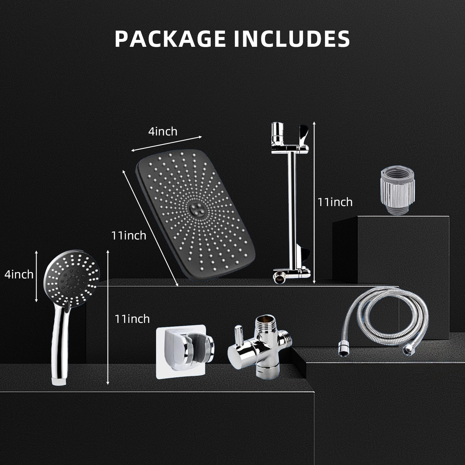ATUPEN 12" Rain Shower Head, Handheld Spray Combo 6 Settings Adjustable High Pressure Dual Showerhead Silver Chrome