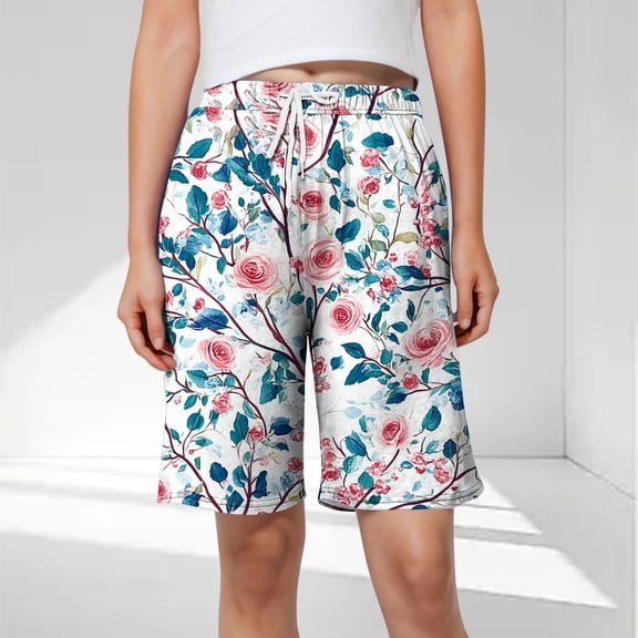 Dianli Pajamas Loungewear Printed Casual Home Shorts With Elastic Drawstring Waist And Side Pockets Fashionable Comfortable Breathable Sleep Shorts Lounge Shorts Homewear