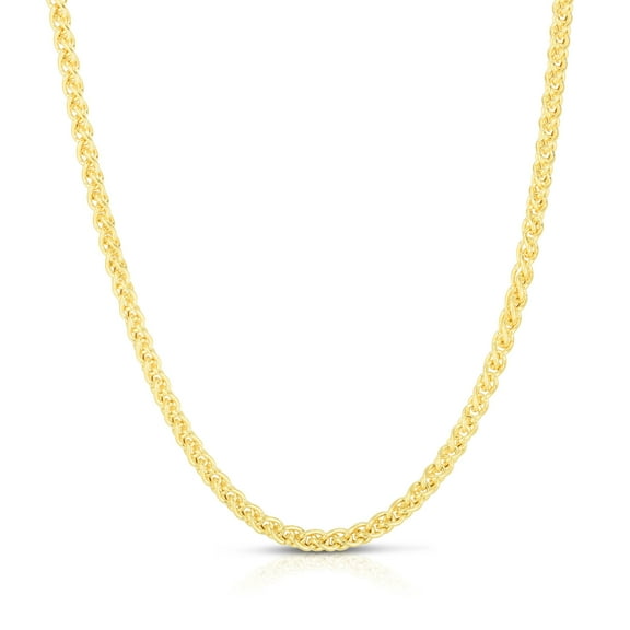 JewelStop 14k Yellow Gold 18in 3.3mm Round Wheat Chain with Lobster Clasp