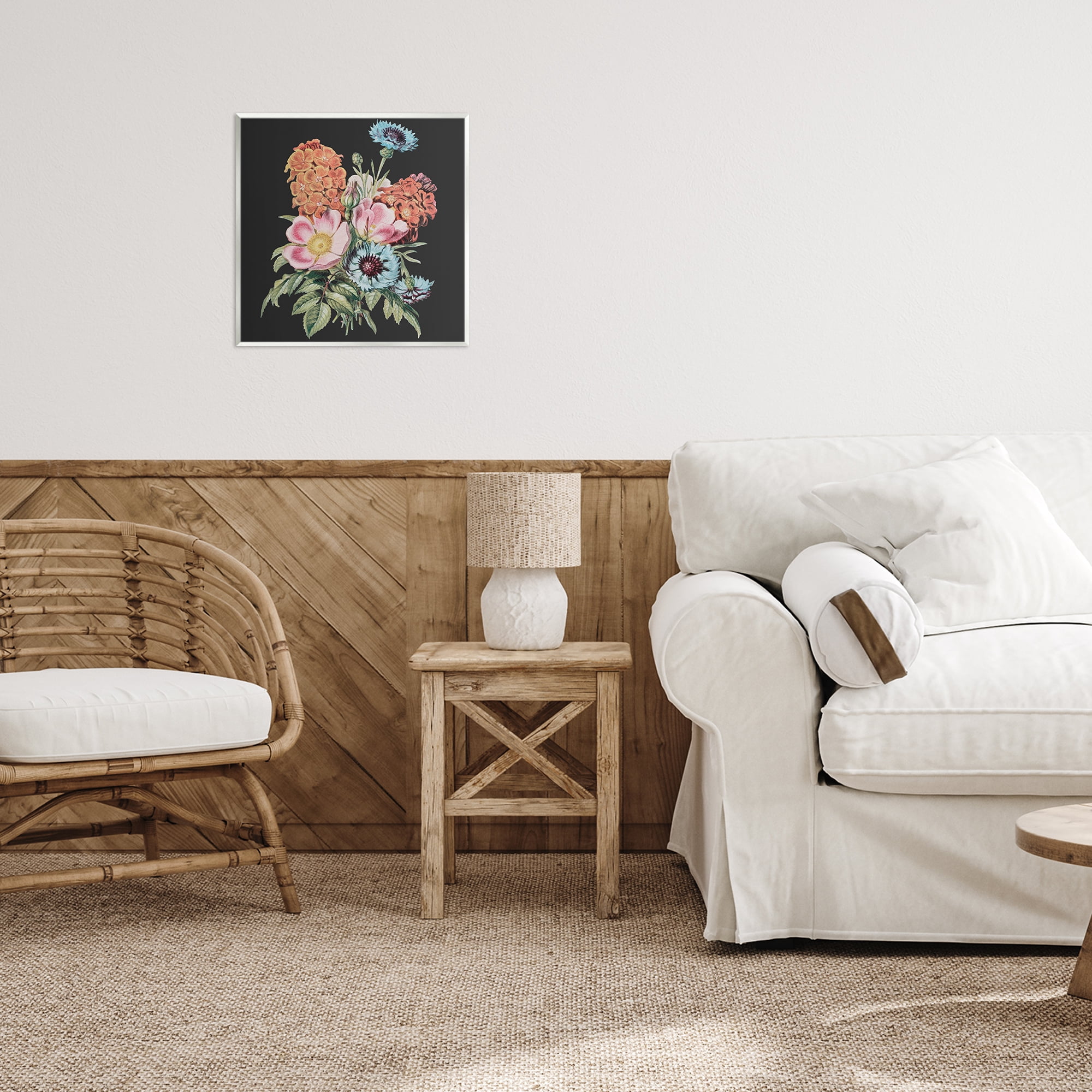 Stupell Industries Vintage Bouquet Study over Black Wall Plaque Art, design by Dan Meneely