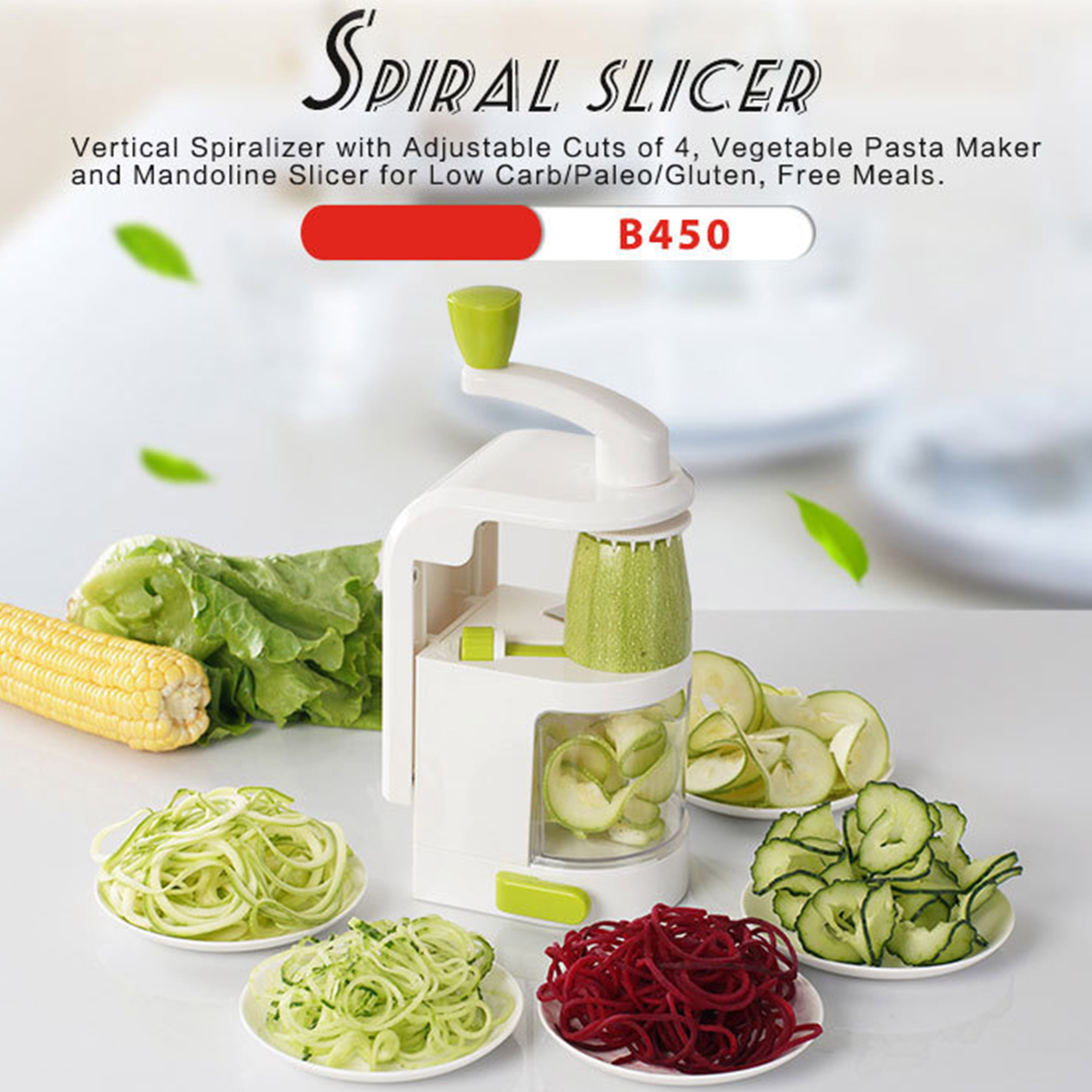 Vegetable Spiralizer 4 in 1 Rotating Blades Vegetable Slicer with Strong  daXjT