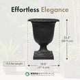 thumbnail image 4 of Tierra Verde Self-Watering Urn Planter, Crescendo, 19"W x 23"H, Black, 4 of 11