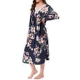 thumbnail image 4 of INSPIRE CHIC Vestidos de casa largos de flores para mujeres, camisones de manga larga, pijamas Moomoo, L Azul, 4 of 6