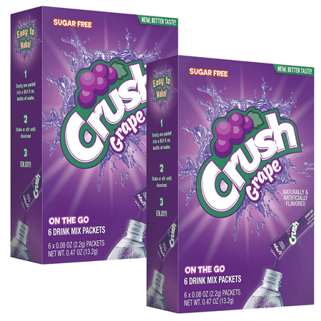 Crush Soda Grape Singles To Go Water Drink Mix Sugar-Free Non-Carbonated Low-Calorie Water Enhancer Powder Sticks Beverages 2 Boxes – 6 Sachet per Box – 12 Total Servings Crush Soda Grape Singles To Go Water Drink Mix Sugar-Free Non-Carbonated Low-Calorie Water Enhancer Powder Sticks Beverages 2 Boxes – 6 Sachet per Box – 12 Total Servings
