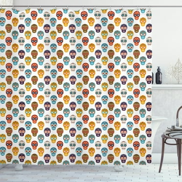 Ambesonne Sugar Skull Shower Curtain, Floral Calavera, 69"Wx70"L, Multicolor
