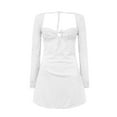 thumbnail image 3 of Vestido sexy de encaje sin espalda y manga larga con cuello en V y mangas acampanadas para mujer, estilo europeo, tallas S-M-L, 3 of 3