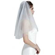 Bride Wedding Veil 2 Tier, Bridal Veil Women's Simple Tulle Short for Wedding Party