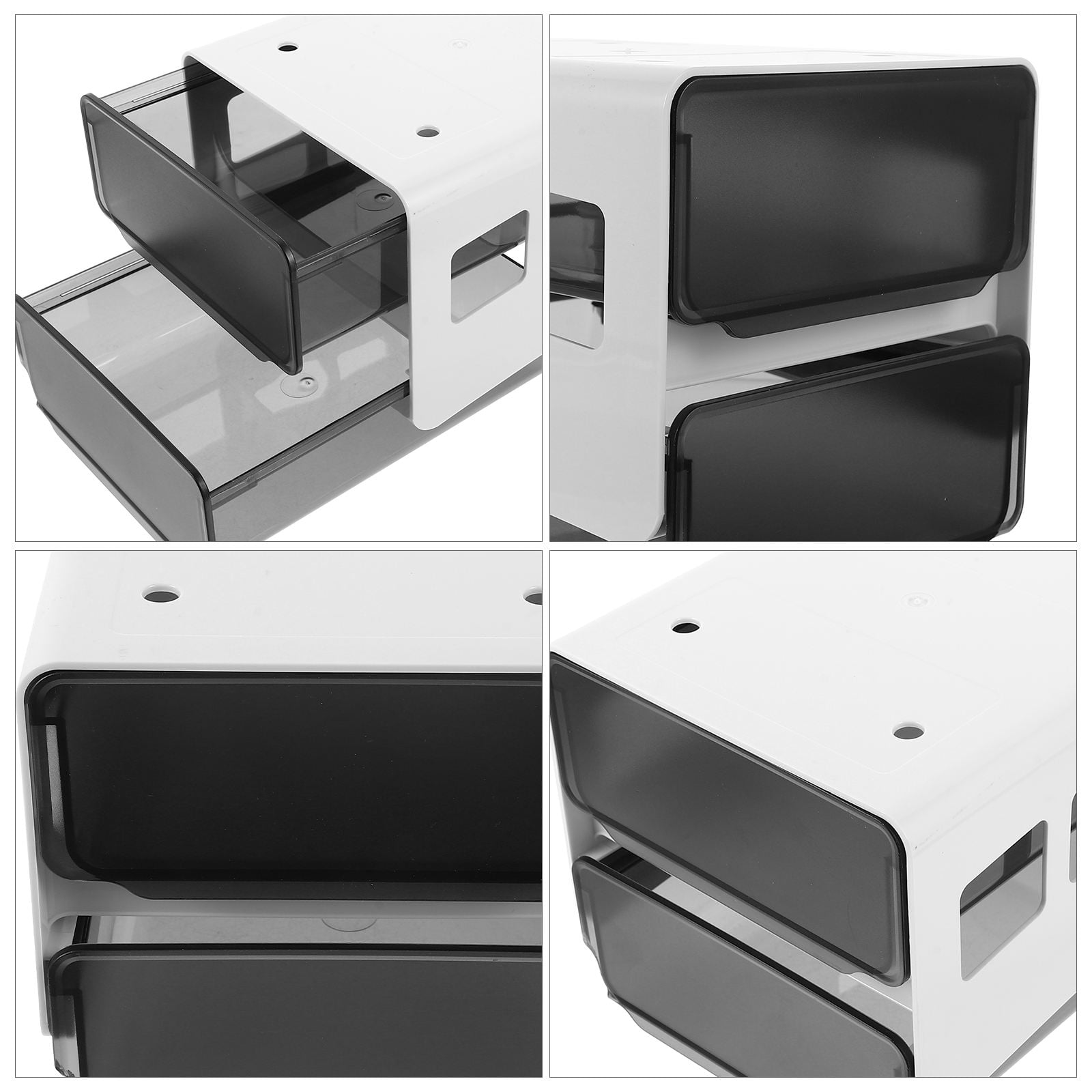 USHOBE Under Desk Organizer Drawer 1Pack Transparent Black White for Dormitory and Office