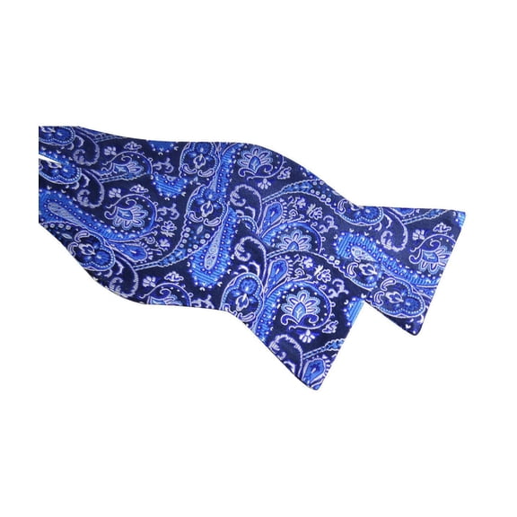 Blue Paisley Silk Bow Tie