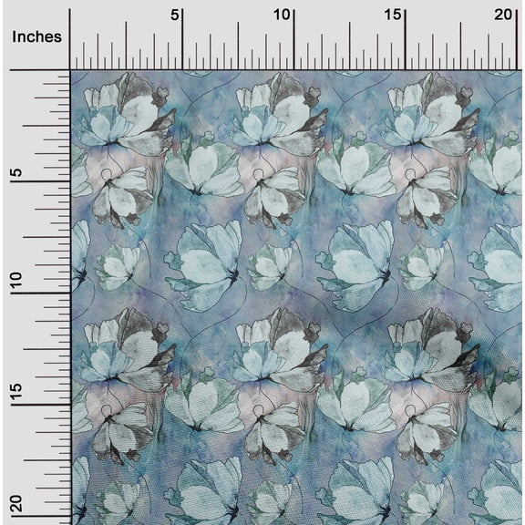 oneOone Polyester Spandex Medium Blue Fabric Flower Craft Projects Decor Fabric Printed By The Yard 56 Inch Wide-CY4