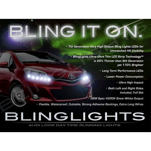 For Toyota Yaris LED DRL Light Strips for Headlamps Headlights Day Time Running Lamps