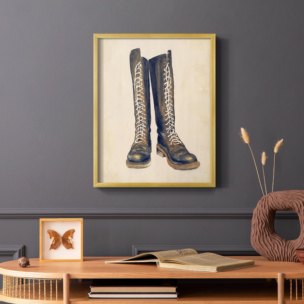 The Shoe Fits III V1 Framed Print in Gold Solid Wood Framed Print No Nail Hanging