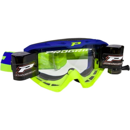 Pro Grip 3450 Riot MX Offroad Goggles w/Roll-Off System Electric Blue/Fluo Yellow