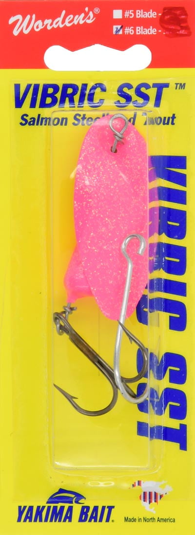 (2 pack) Yakima Bait Worden's Vibric Salmon Steelhead Trout Fishing Lure, Glitter Pink, 3/8 oz., 492U GPK