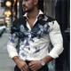 thumbnail image 1 of Camisa informal de negocios para hombre, primavera/verano, con botones de solapa, manga larga, estampado de mariposas que cambian de color, tela cómoda, 1 of 6