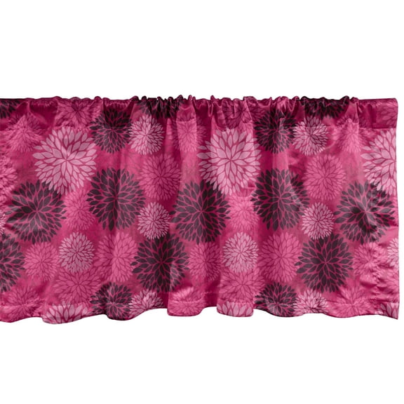 Ambesonne Dahlia Valance Pack of 2, Blooming Season Bouquets, 54"X12", Hot Pink and Dark Purple