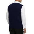 thumbnail image 6 of Kallspin Men's Wool Blend Sweater Vest Cable Knit V Neck Knitted Sleeveless Pullover(Navy Blue,X-Large,Tall), 6 of 7