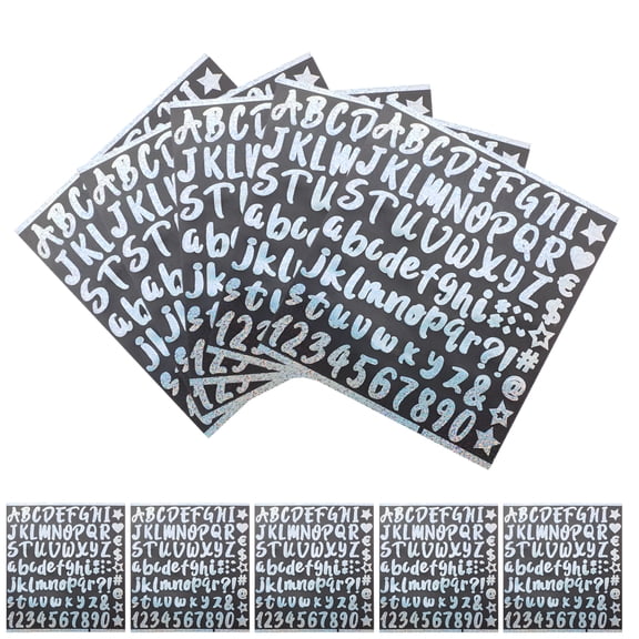 CCOCC 10 Sheets Sticky Letters Small Alphabet Stickers for Decoration Rainbow Black 8.45X7.27X0.04In