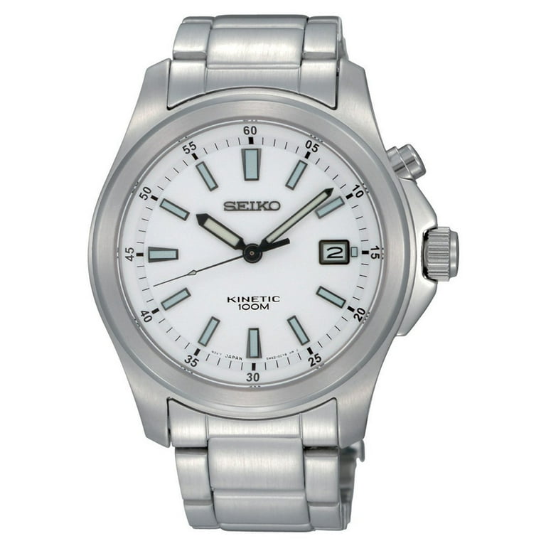 SEIKO Kinetic 腕時計 ホワイトダイヤル Seiko SKA461P1 Men's Kinetic White Dial Stainless Steel Date Watch