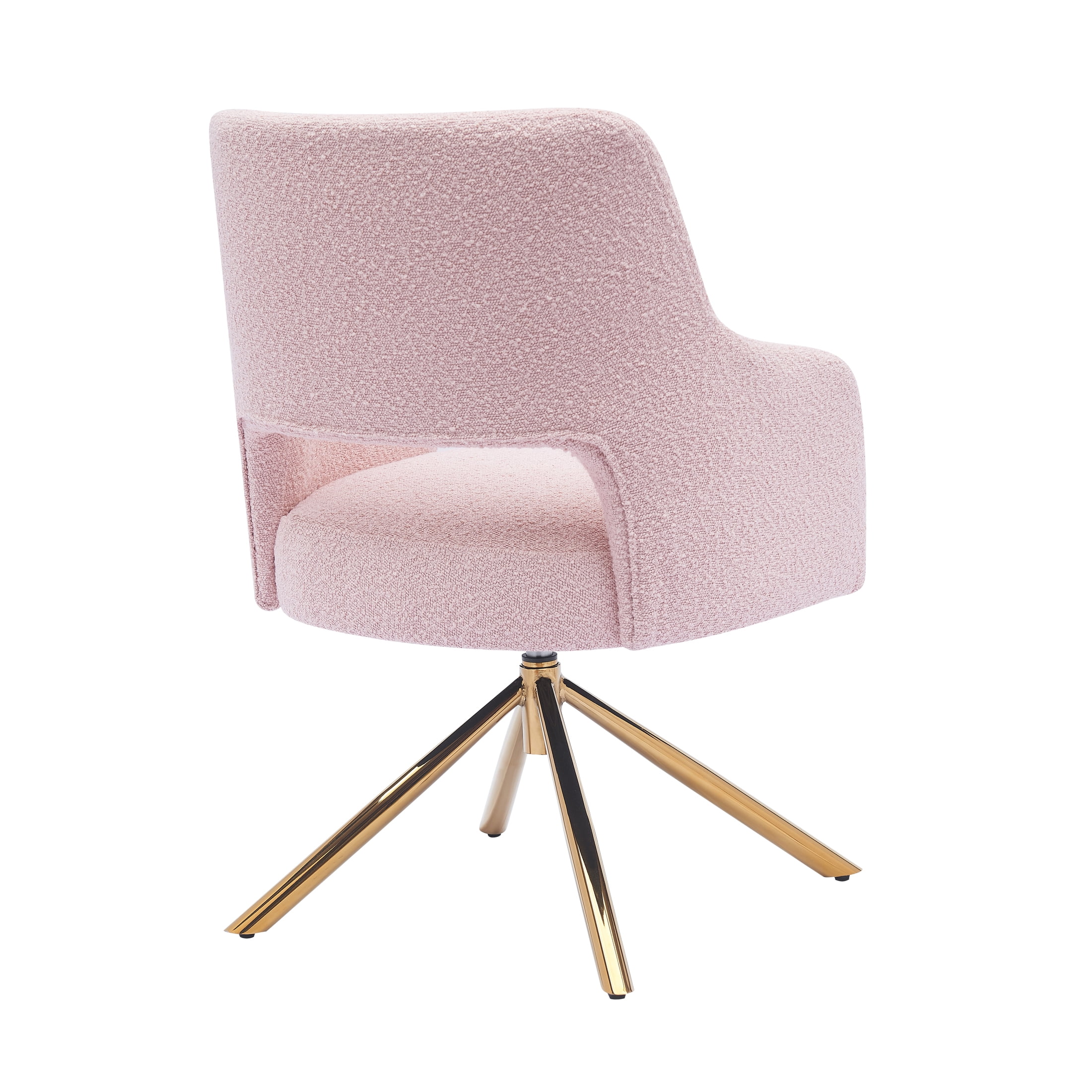 Mid-Century Modern Water and Stain Resistant Boucle Fabric Upholstered Swivel Accent Chair, Dusty Peach