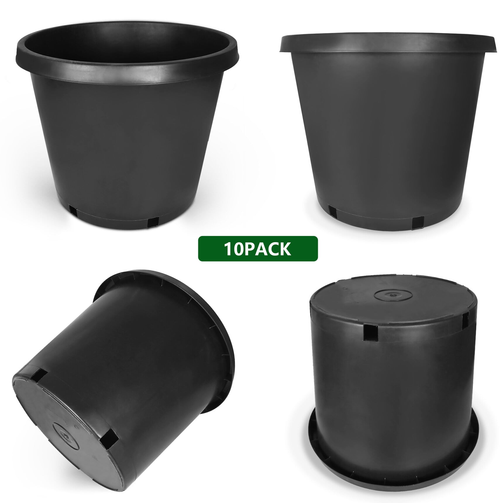 netuera Premium Black Plastic Nursery Plant Container Garden Planter Pots