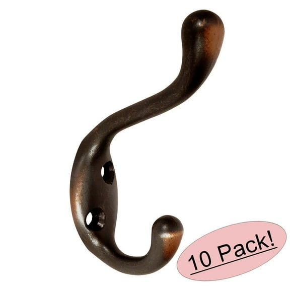 Designers Impressions Oil Rubbed Bronze Heavy Duty Coat & Hat Hook: 8117-10 Pack