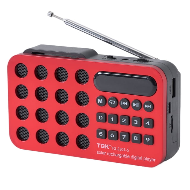 Mini Radio Portátil BT Altavoces Inalámbricos Carga Solar Receptor FM () Rojo