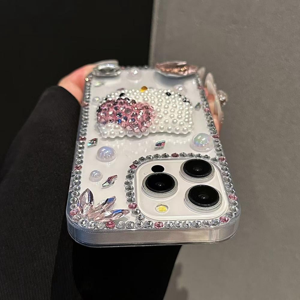 Diy Diamond-Filled Hello Kitty Mobile Phone Case for Iphone16 15 14Pro Max Sanrioed Kawaii Girls Upscale Luxurious Festival Gift