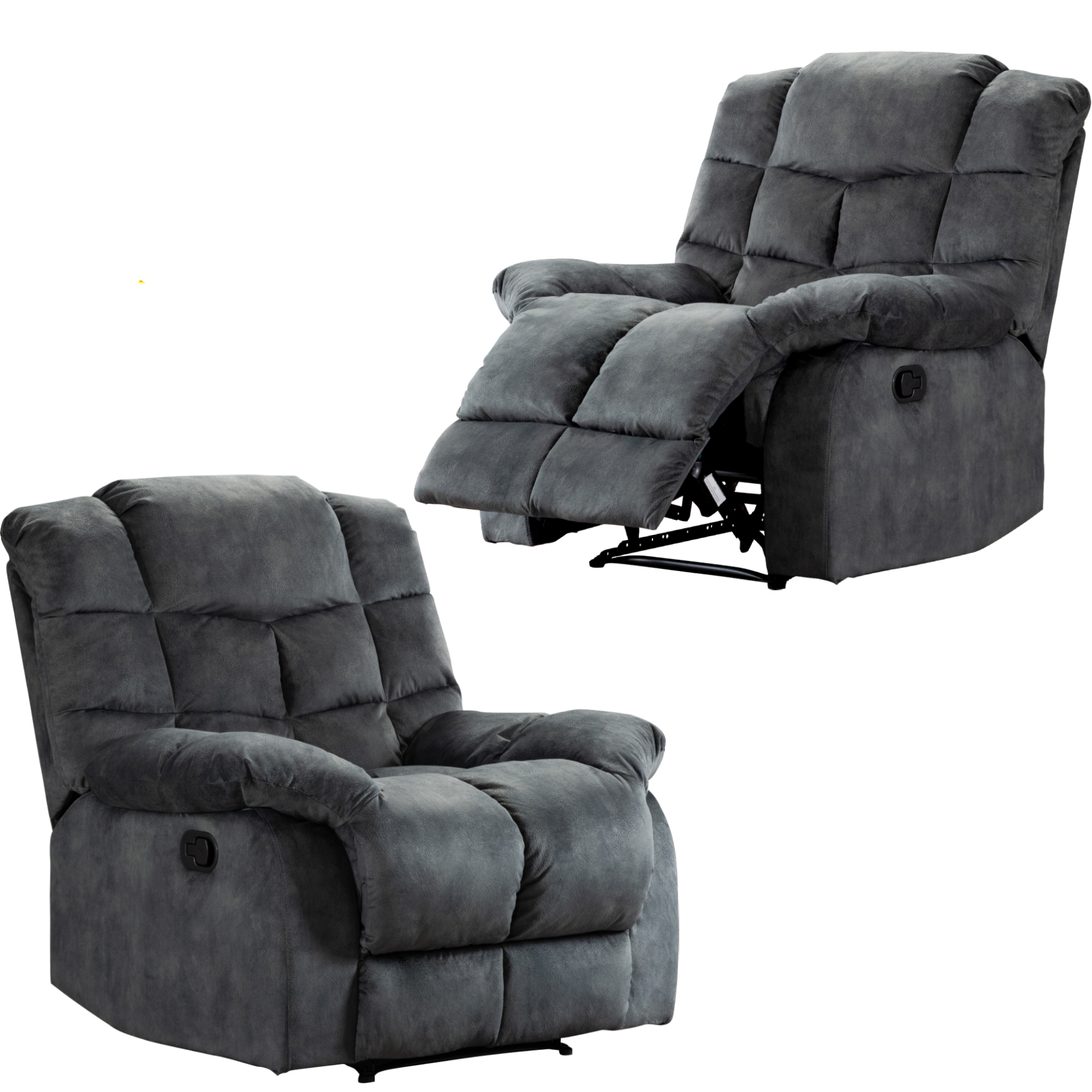 CANMOV Recliner Chair Overstuffed, Manual Reclining Single Couch Wall
