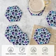 thumbnail image 5 of XMXY Drink Coasters with Holder for Coffee Table, Crazy Blue Skeletons Skulls Absorbent Ceramic Cups Coaster Sets 6 Pack, 4 Inches Hexagon, 5 of 9