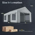 thumbnail image 4 of Quictent 12x20 ft Heavy Duty Carports with Side Zipper Doors & Snowproof Steel Cables & Ventilated Windows, Waterproof Storage Shelter for Outdoor Equipment, Gray, 4 of 9