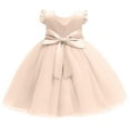 thumbnail image 5 of Xdegoge Girls Party Dress Ruffle Sleeve Princess Dress Fluffy Tulle Dress Toddler Tutu Fancy Dress Vacation formal Pageant Birthday Dress Beige 5T Vestidos De Verano Para Niña, 5 of 5