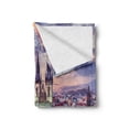 thumbnail image 2 of Prague Soft Flannel Fleece Throw Blanket, Old Town Square with Sunset Rays over the Buildings Evening Sky Pattern Tourism, Cozy Plush for Indoor and Outdoor Use, 50" x 70", Multicolor, by Ambesonne, 2 of 6