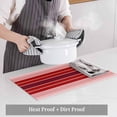 thumbnail image 4 of Red Striped Placemats for Dinning Table Set of 4, Modern Minimalist Gradient Lines Country Burlap Kitchen Place Mats Waterproof Cloth Table Mats, Indoor Outdoor Placemats Easy Clean Dinner Decor, 4 of 8