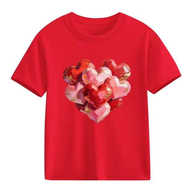 TaTaai School Season Cute Print Short Sleeve T-Shirt, Valentine's Day Casual Top, Unisex All Season Graphic Tee Gift