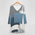 thumbnail image 4 of Geometric Modern Art Blue Gray Black Long Sleeve Dresses For Women Vintage Elegant Party Dress Oversized V-neck Dress S-8XL, 4 of 7