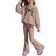 thumbnail image 4 of XEGLSBU Baby Girl Outfits 0-3 Months Purple Girls Long Sleeve Top and Flare Pants with Bow Print Two Piece Outfit for Kid Khaki Size 3-4 Years, 4 of 4