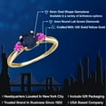 thumbnail image 2 of Gem Stone King 10K Yellow Gold Blue Sapphire and Pink Sapphire 3-Stone Ring for Women | 1.37 Cttw | Round 6MM | Gemstone September Birthstone | Size 9, 2 of 6