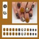 thumbnail image 2 of Set de uñas postizas cortas cuadradas, marrones y blancas con flores, reutilizables, para otoño e invierno., 2 of 5