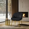 thumbnail image 6 of MYZBBD Vanity Chair, Velvet Accent Chair with Shell-Shaped Backrest, Modern Armchair with Gold Metal Legs for Dressing Room/Bedroom/Living Room, Black, 6 of 9