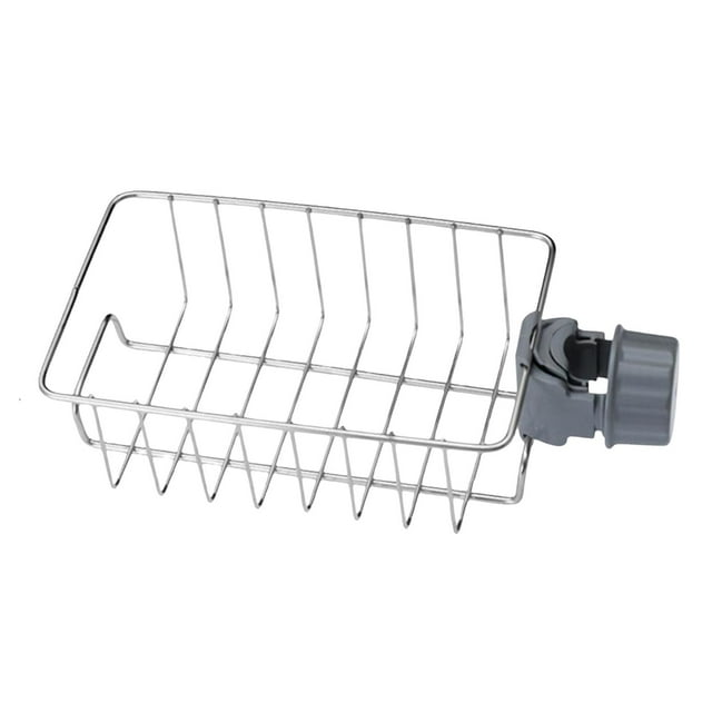 Escurridor de fregadero de acero inoxidable, cesta para jabón, cepillo para platos ajustable aumentar con riel