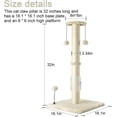 thumbnail image 3 of 32" Tall Cat Scratching Post Sisal Scratch Posts with Hanging Ball and Self-Massage Brush Vertical Scratcher for Indoor Cats and Kittens(Light-Gray 32inches), 3 of 15