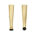thumbnail image 2 of BLISSFUL STEP Women's Boots Faux Leather Thigh High Chunky Heel Side Zipper Boots Gold 8, 2 of 7